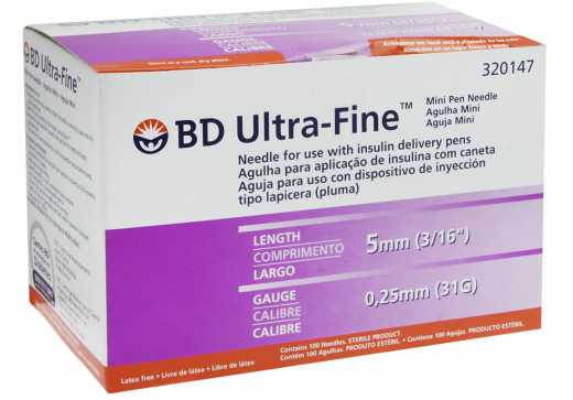 Agulha-para-Caneta-Aplicadora-de-Insulina-BD-Ultra-Fine-5mm-com-100-unidades