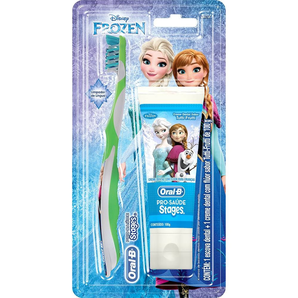 Kit-Escova-Dental-Oral-B-Infantil-Stages-3---Creme-Dental-Frozen