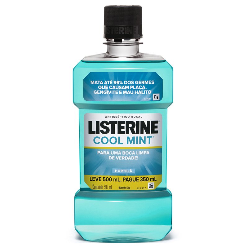 Antisséptico Bucal Listerine Cool Mint Hortela Leve 500ml Pague 350ml