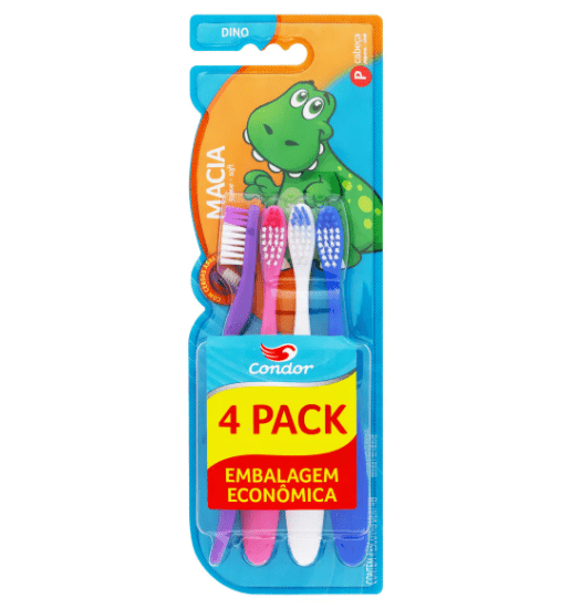 Escova-Dental-Condor-Dino-Macia-Pack-com-4-unidades-