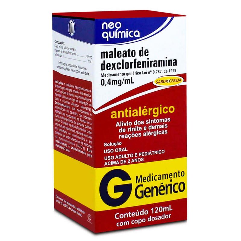 Maleato De Dexclorfeniramina 2Mg/5Ml Solucao Oral 120Ml Neo Quimica ...