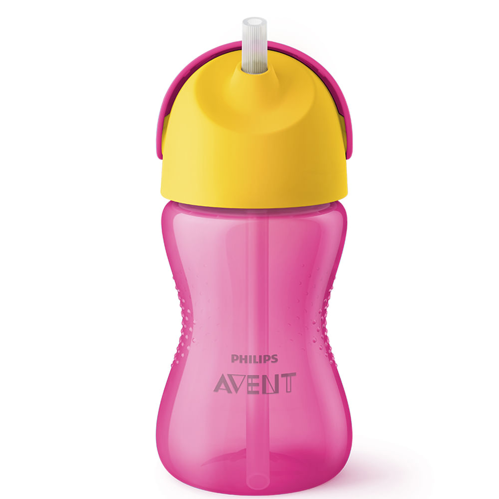 Copo Philips Avent Com Canudo Dinossauro Rosa 300ml - Pense Farma