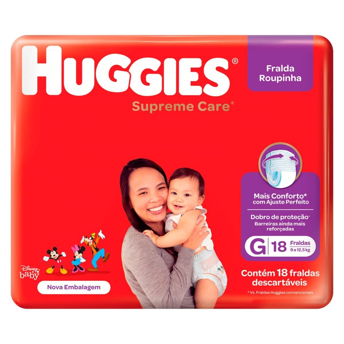 FRALDA-HUGGIES-SUPREME-CARE-ROUPINHA-G-C-18-UNID