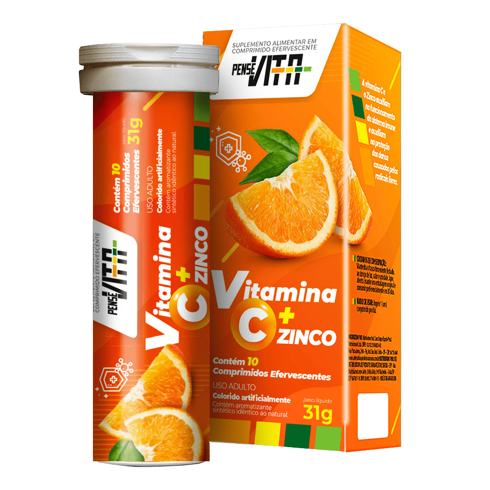 PenseVita Vitamina C + Zinco Com 10 Comprimidos Efervescentes