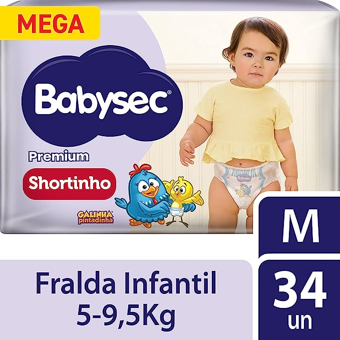 Fralda-Babysec-Shortinho-Pants-Galinha-Pintadinha-M-com-34-unidades