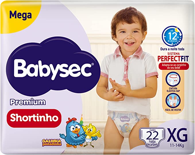 Fralda-Babysec-Shortinho-Pants-Galinha-Pintadinha-XG-com-22-unidades