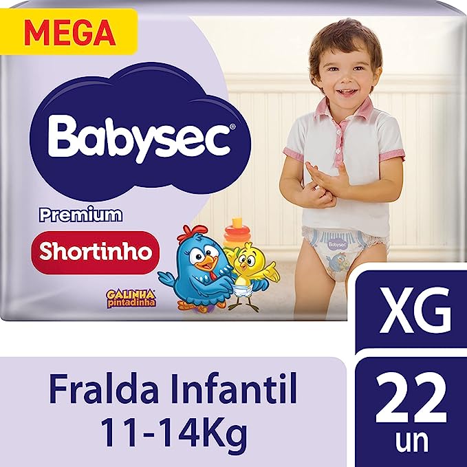 Fralda-Babysec-Shortinho-Pants-Galinha-Pintadinha-XG-com-22-unidades