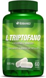 L-Triptofano---Vitaminas-E-Minerais-600mg-Herbamed-60-Capsulas