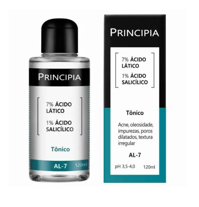Tonico-7--Acido-Latico---1--Acido-Salicilico-Principia-Skincare-AL-7-com-120ml