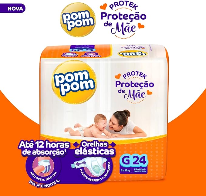 Fralda-Pom-Pom-Protek-Protecao-de-Mae-Jumbo-G-com-24-Unidades