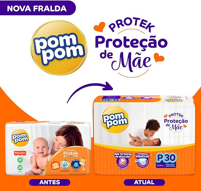 Fralda-Pom-Pom-Protek-Protecao-de-Mae-Jumbo-P-com-30-Unidades