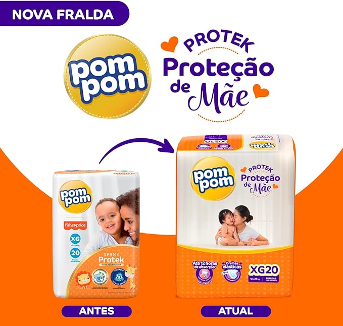 Fralda-Pom-Pom-Protek-Protecao-de-Mae-Jumbo-xg-com-20-Unidades