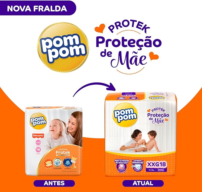 Fralda-Pom-Pom-Protek-Protecao-de-Mae-Jumbo-Xxg-com-18-unidades
