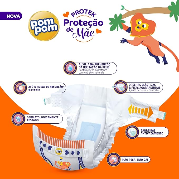 Fralda-Pom-Pom-Protek-Protecao-de-Mae-Jumbo-Xxg-com-18-unidades