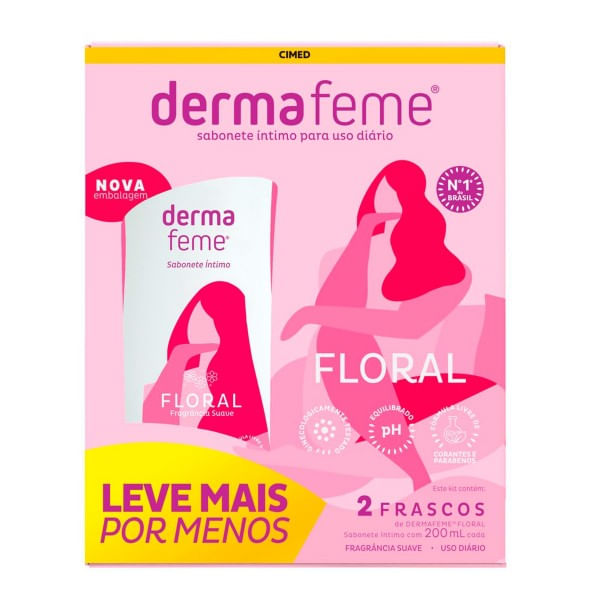 Kit-sabonete-Liquido-Intimo-Dermafeme-Floral-2-Frascos-de-200Ml