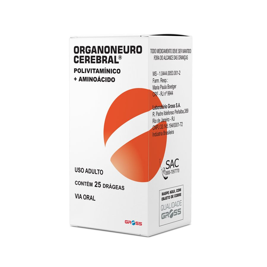 Organoneuro-Cerebral-com-25-Drageas-Gross-