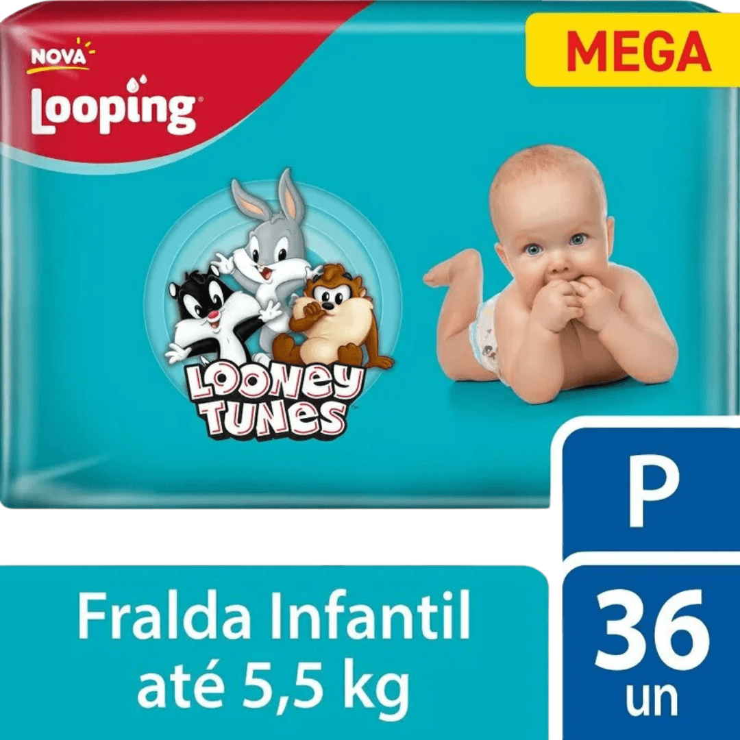 Fralda-Looping-Looney-Tunes-Mega-P-com-36-Unidades
