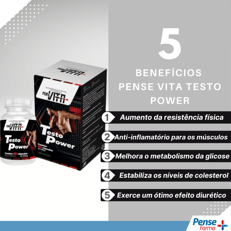 Encontraproduto.com.br - Kit Força Masculina PenseVita Homem + Testo Power + Multivitamínico A–Z com 60 cápsulas cada
