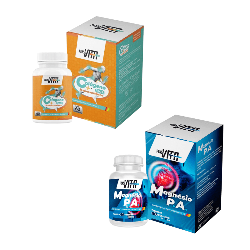 Kit Articulação Plus PenseVita Colágeno Tipo II + Cloreto de Magnésio PA com 60 cápsulas