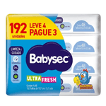 Lenco Umedecido Babysec Galinha Pintadinha Ultra Fresh com Aloe Vera Sem Alcool Embalagem Economica 192 unidades