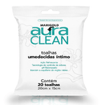 Toalha Umedecida Marigold Aura Clean Intimo com 20 Unidades